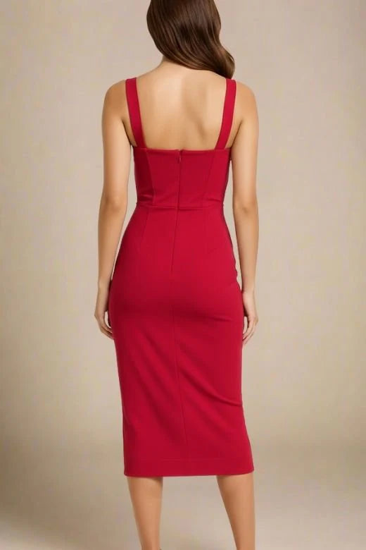 Heidi Bandage Midi Dress Red Wine