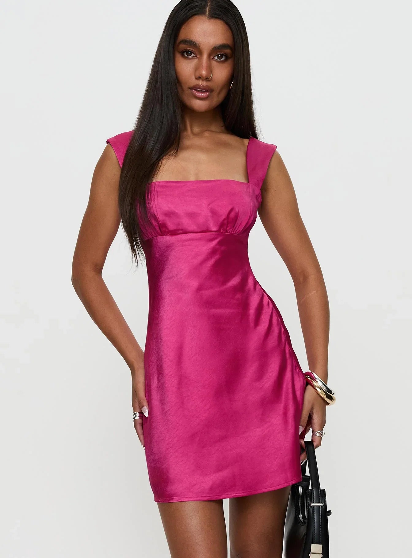 Radioactive Bias Cut Mini Dress Hot Pink