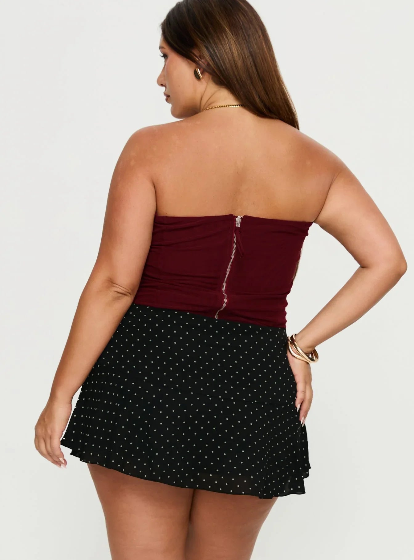 Sonsie Mini Skirt Black / White Polka Curve