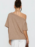 Kourta Off Shoulder Oversized Knit Top Mocha