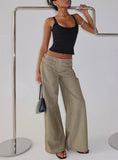 Jette Tailored Buckle Pant Taupe Pinstripe