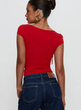 Daena Tie Detail Top Red