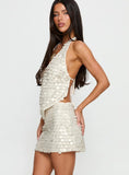 Brittanie Sequin Mini Skirt Cream