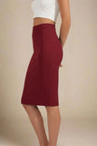 Pencil High Waist Bandage Knee Length Skirt Red Wine
