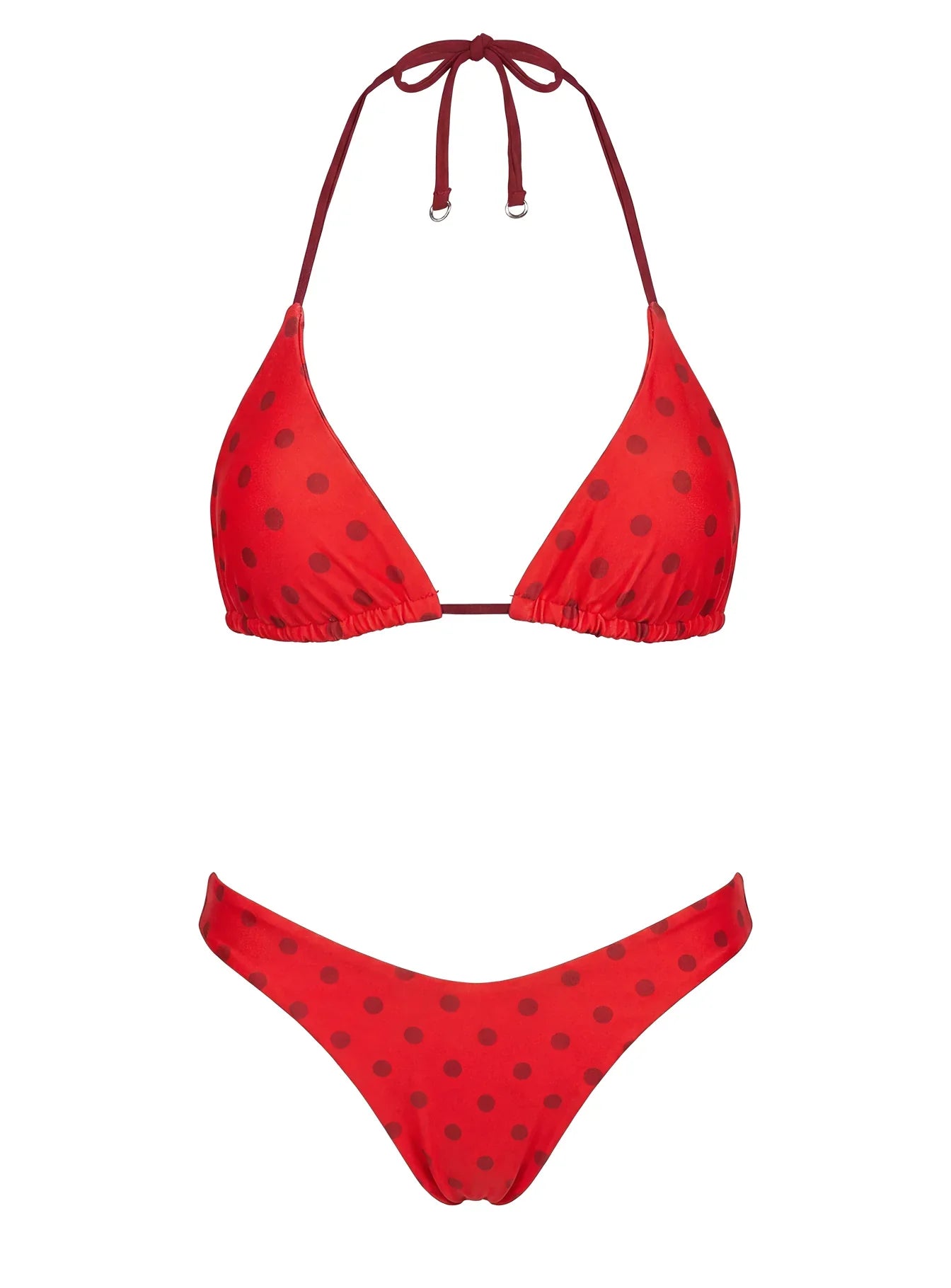 Jenner Reversible Triangle Bikini Top Red Polka