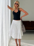 Cascades Low Rise Midi Skirt White