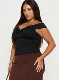 Maxeina Off Shoulder Twist Top Black Curve