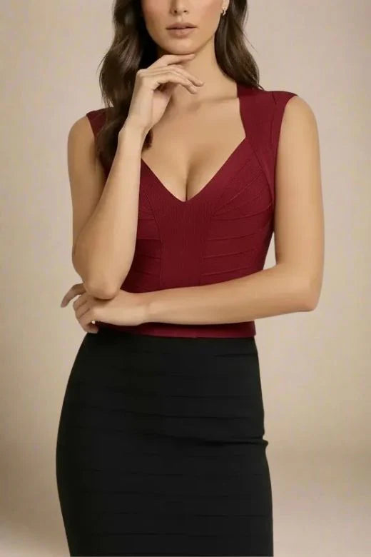 Sabrina Bandage Top Red Wine