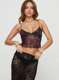 Raphalee Top Black Red Floral