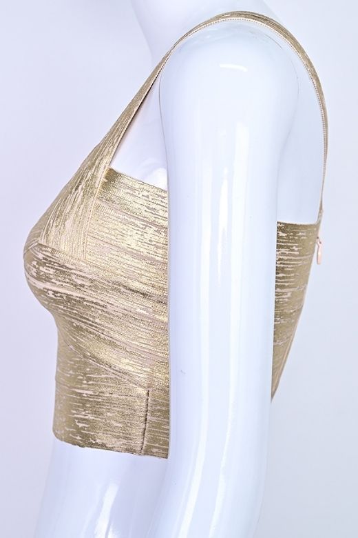Jay Bandage Leather Crop Top Gold