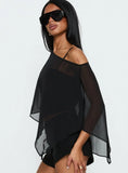 Senzo Chiffon Poncho Top Black