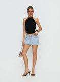 Baxon Low Rise Micro Denim Skort Light Blue Wash