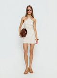 Ivo Floral Detail Halter Mini Dress White