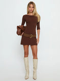 Silver Lake 3 4 Sleeve Mini Dress Chocolate