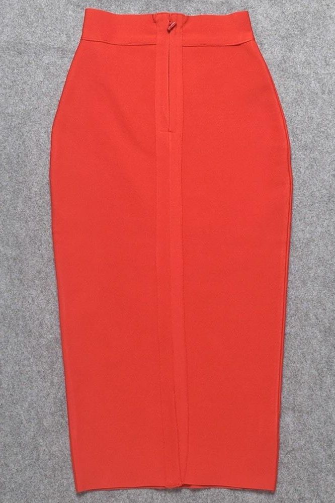 Pencil High Waist Bandage Midi Skirt Lipstick Red