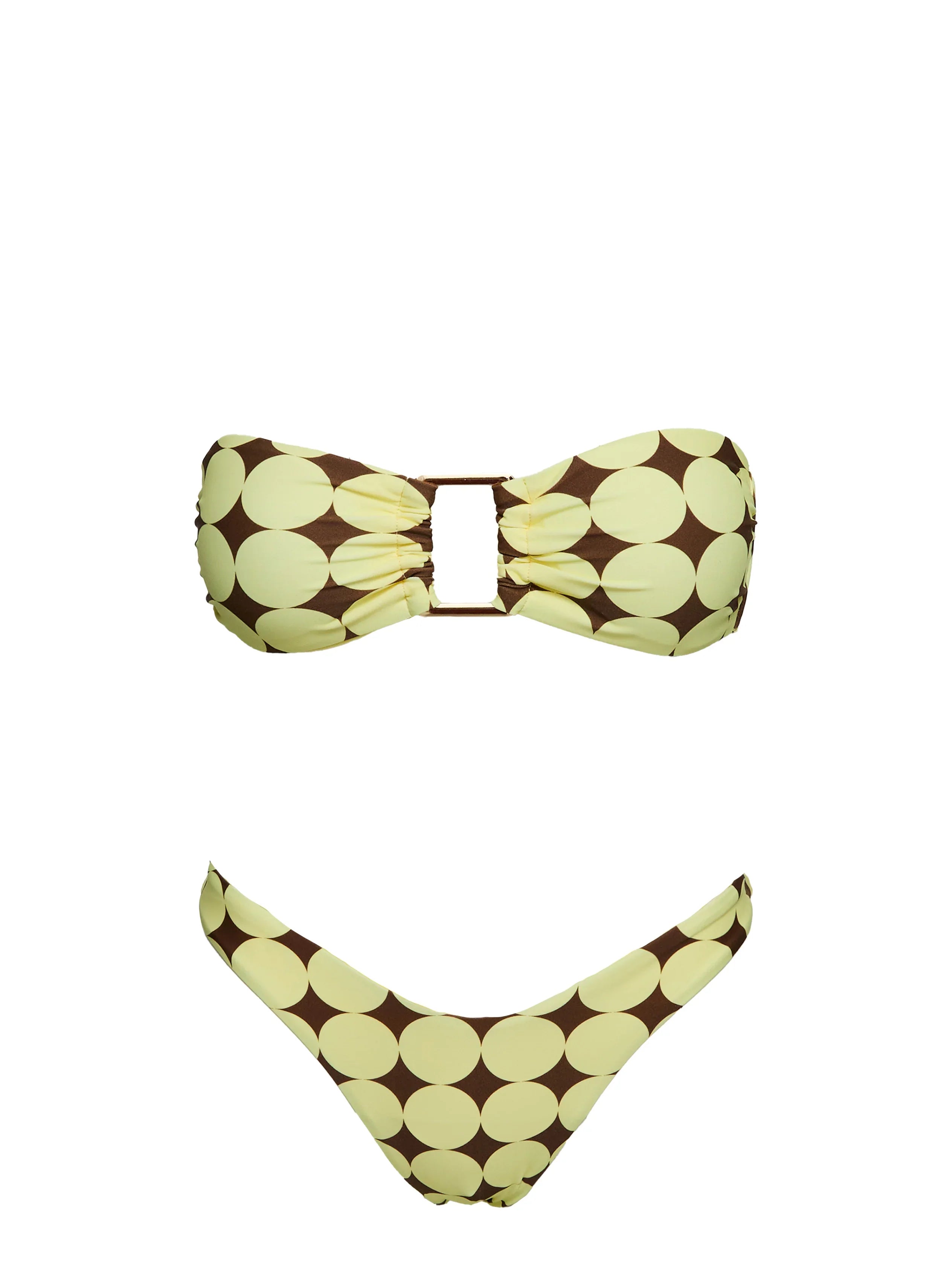 Calbira Strapless Bikini Top Yellow Geo