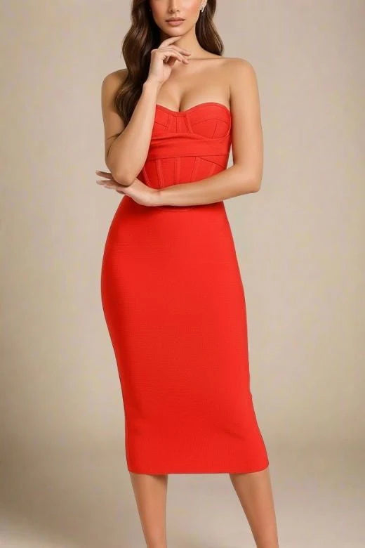 Miles Bodycon Midi Dress Lipstick Red
