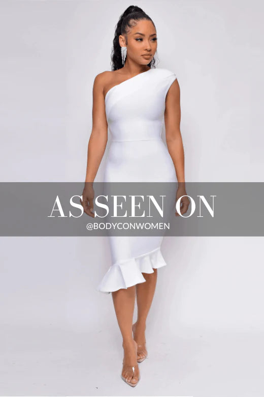 Avery Bandage Dress White Pearl