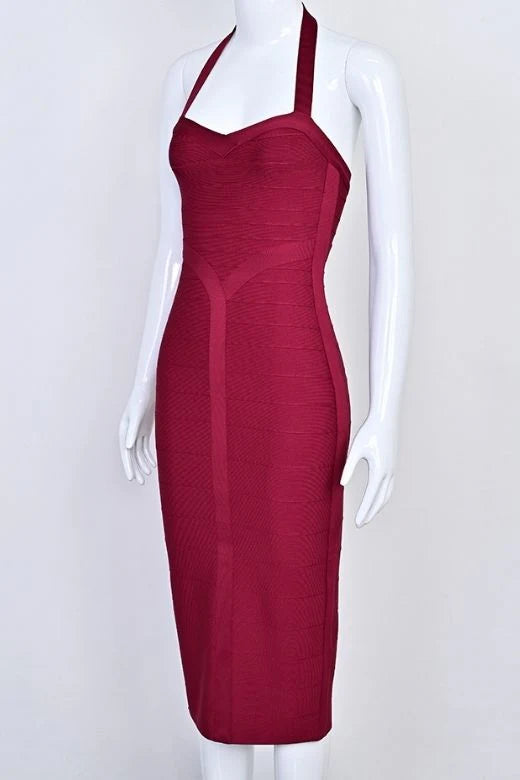 Lara Bandage Midi Dress Red Wine