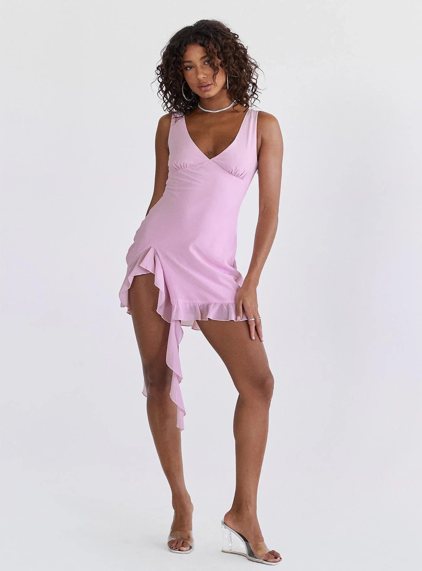 Varney Frill Mini Dress Lilac