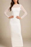 Robin Long Sleeve Bandage Maxi Dress White Pearl
