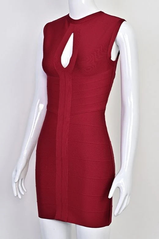 Alora Bandage Mini Dress Red Wine