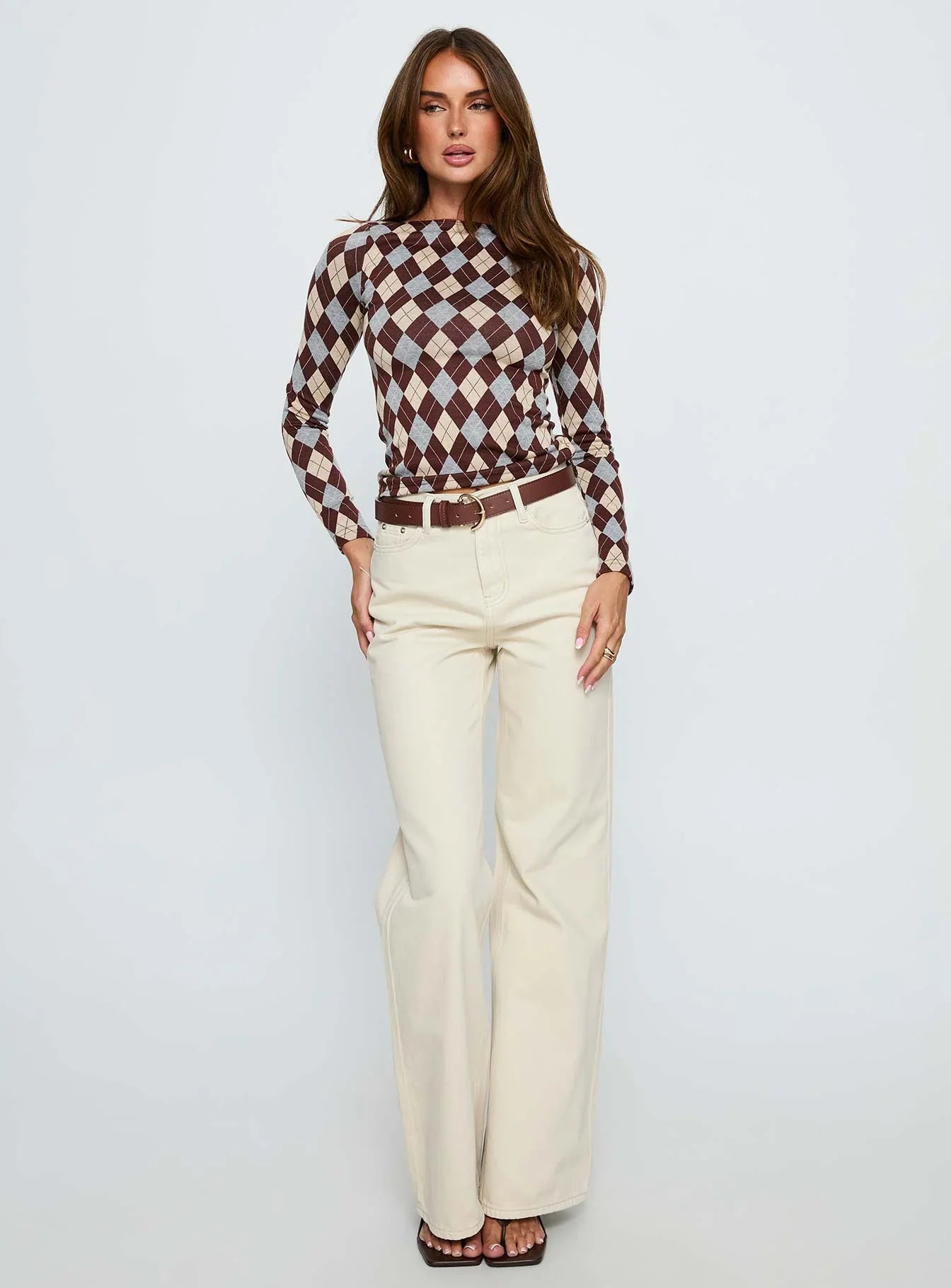 Maple Mid Rise Flare Jeans Ecru