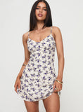 Jaye Mini Dress White Blue Floral