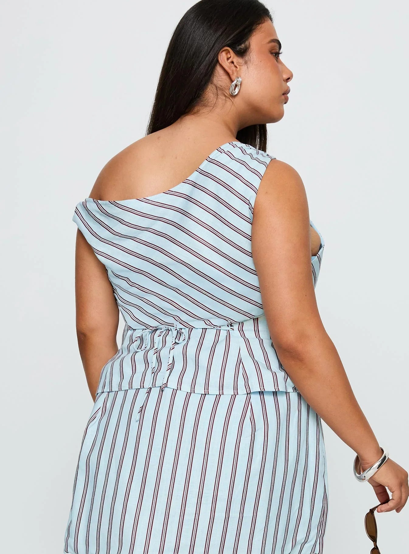 Del Rio Off The Shoulder Top Blue Maroon Curve