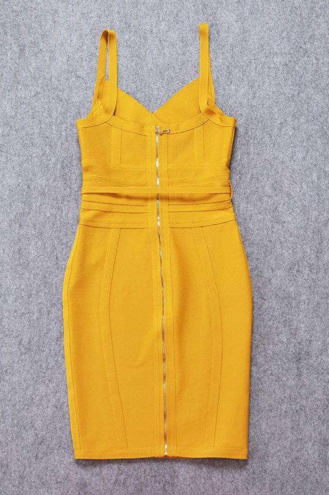 Bek Bandage Dress Mustard Yellow
