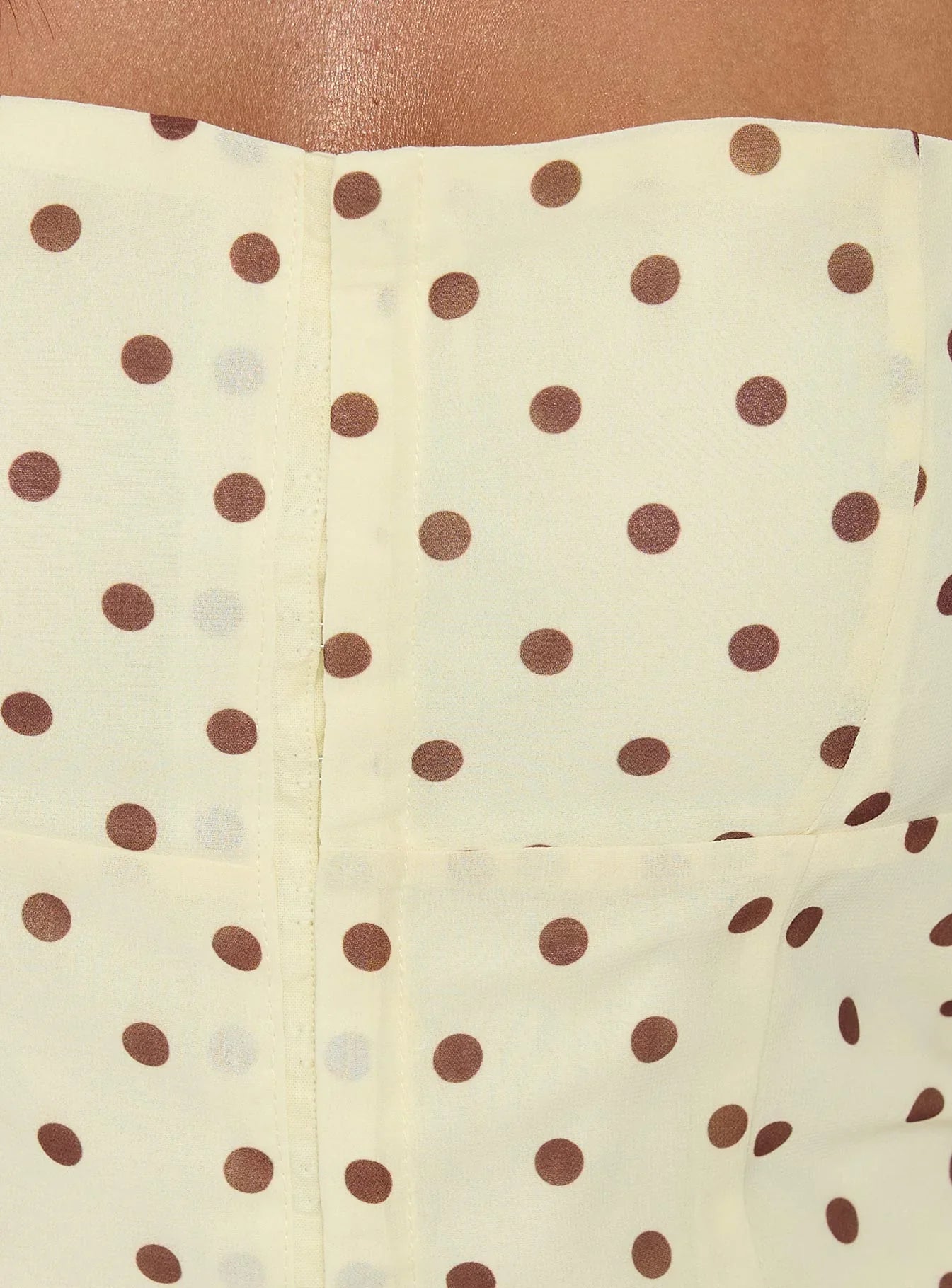 Bon Bon Tie Neck Top Yellow / Brown Polka