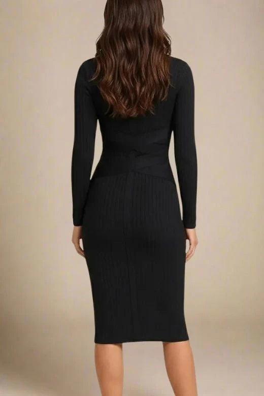 Jane Long Sleeve Bodycon Midi Dress Classic Black