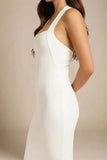 Raya Bodycon Midi Dress White Pearl