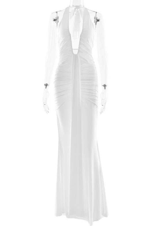 Bella Bodycon Wrap Maxi Dress White Pearl Sale