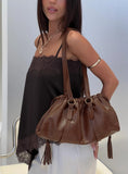 Veneza Ruched Shoulder Bag Brown