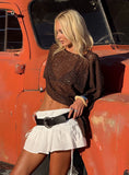 Grotto Asymmetrical Boat Neck Poncho Brown Sparkle