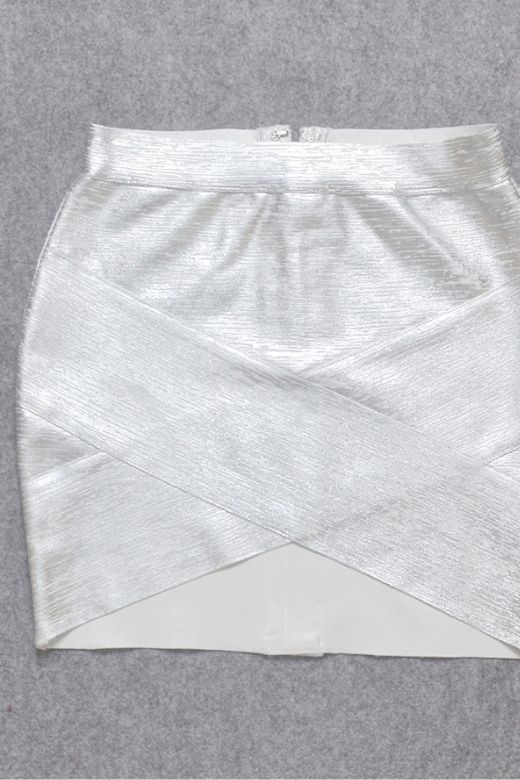 Jay High Waist Bandage Mini Skirt Silver