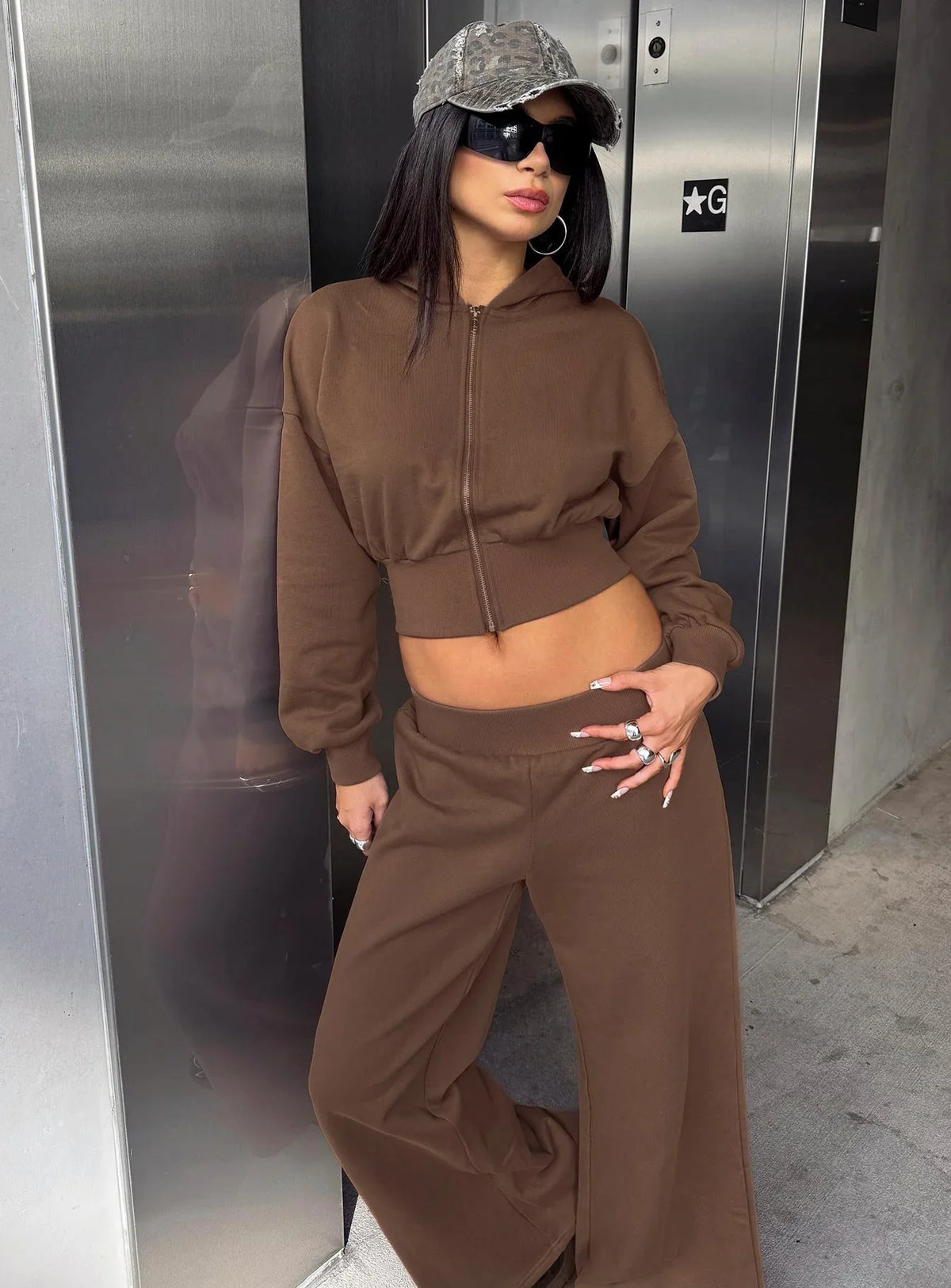 Daytime Cropped Blouson Hoodie Cocoa