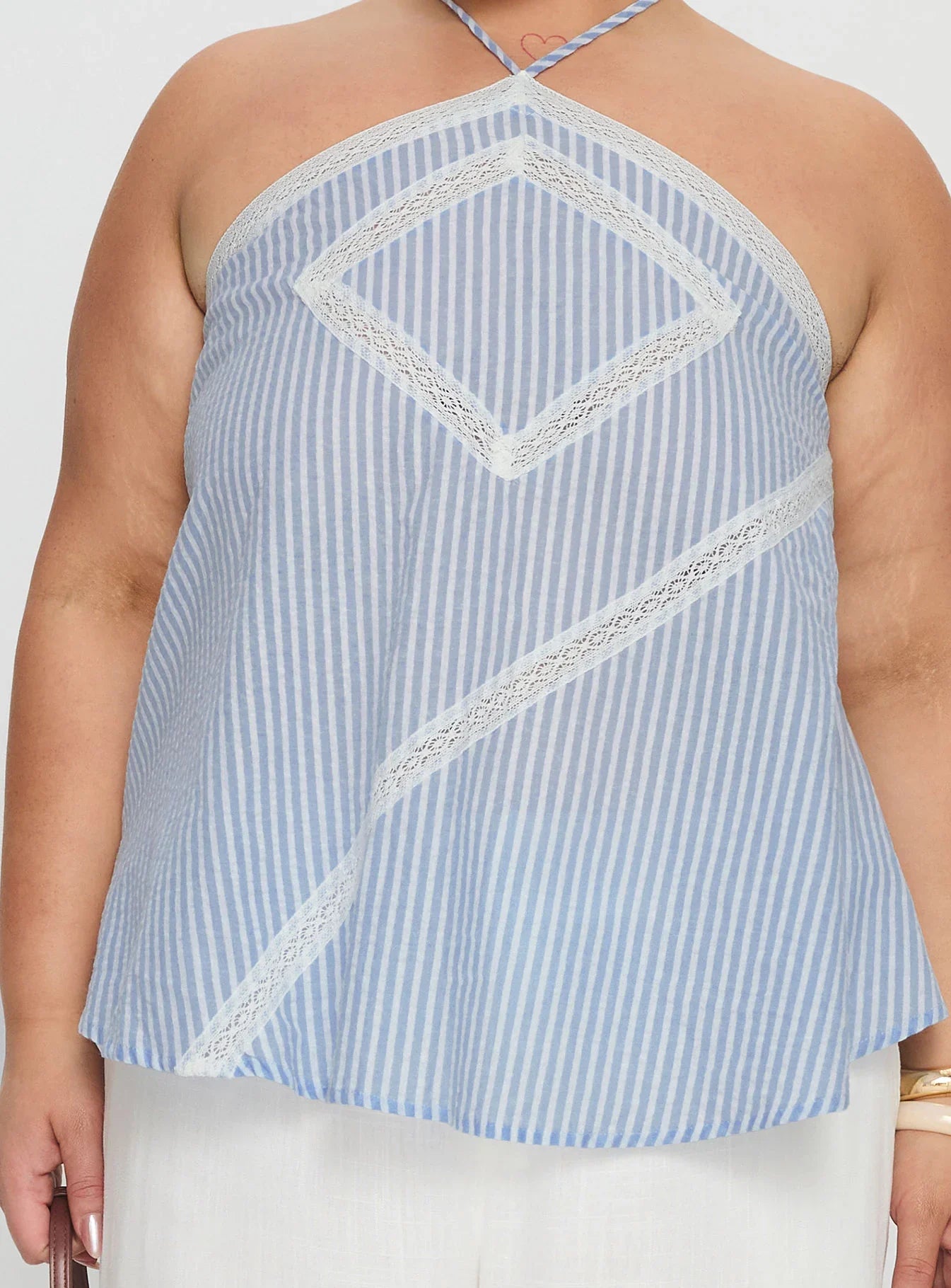 Jezabele Halter Top Blue Stripe Curve