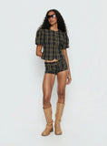 Afterglow Mini Short Navy / Lemon Plaid
