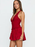Mixie Halter Playsuit Red