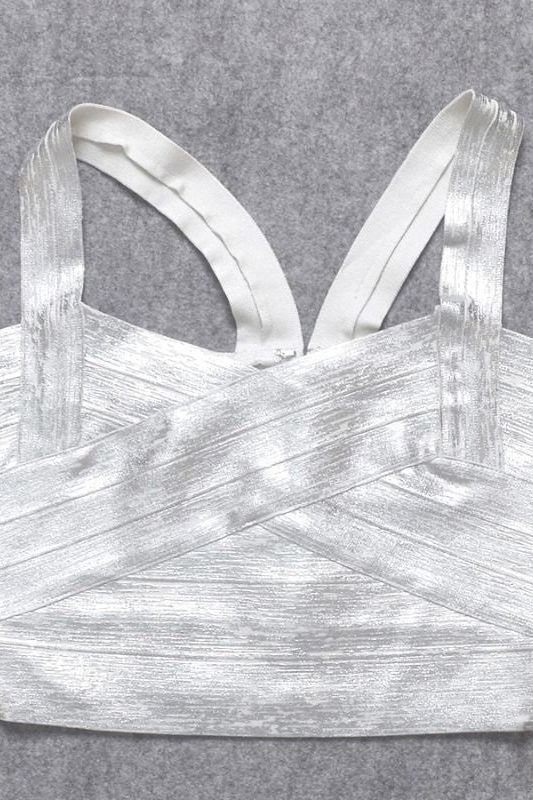Jay Bandage Leather Crop Top Silver