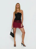 Zenayda Drop Waist Sequin Mini Skirt Burgundy