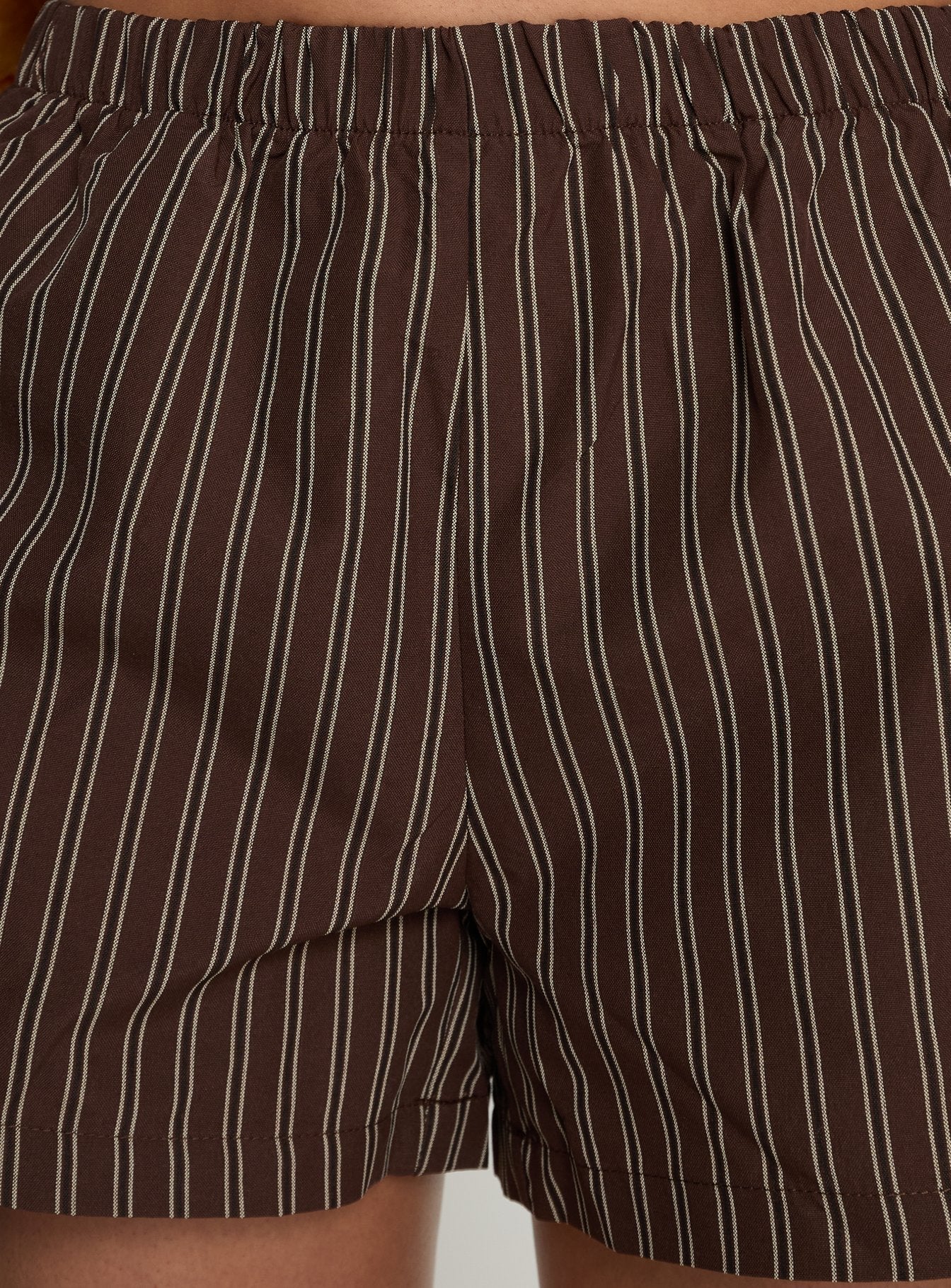 Vesperelle Elasticated Waist Shorts Brown Stripe