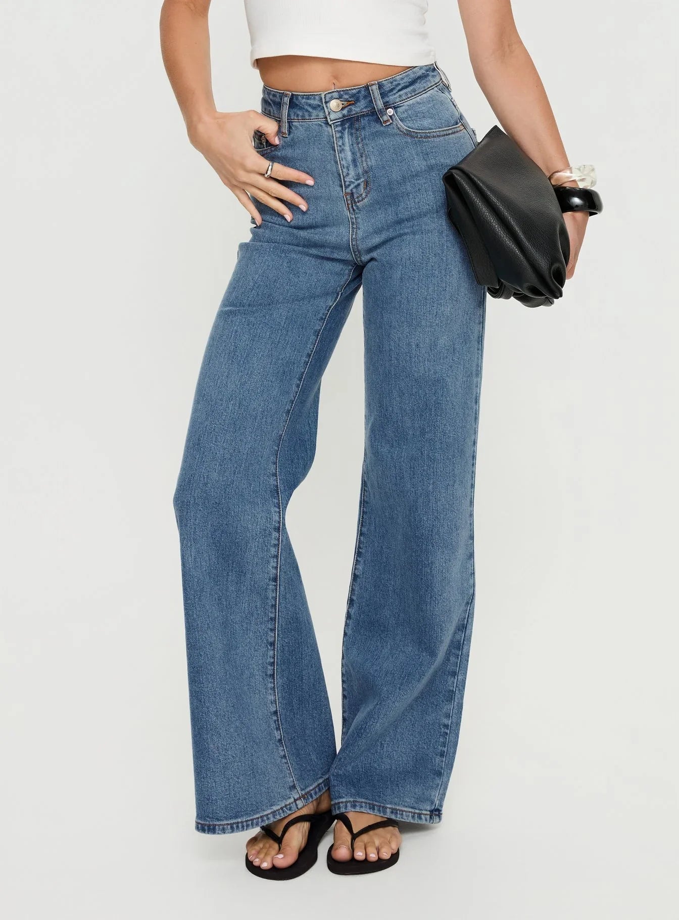 Thearlie High Rise Flared Jeans Mid Blue Wash