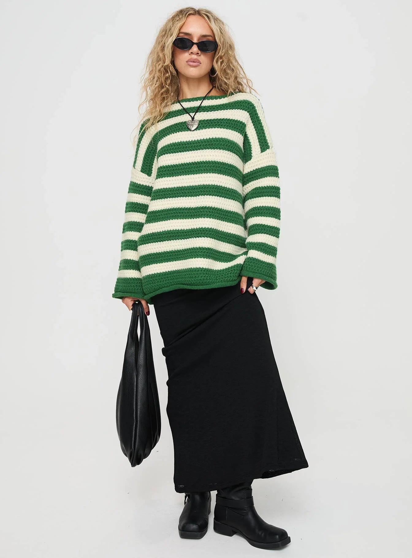 Brando Knit Sweater Green Cream Stripe