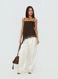 Daesa Longline Lace Top Brown