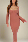 Jules Long Sleeve Midi Bandage Dress Watermelon Pink