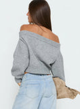 Ortensa Off Shoulder Zip Through Jumper Grey Marle