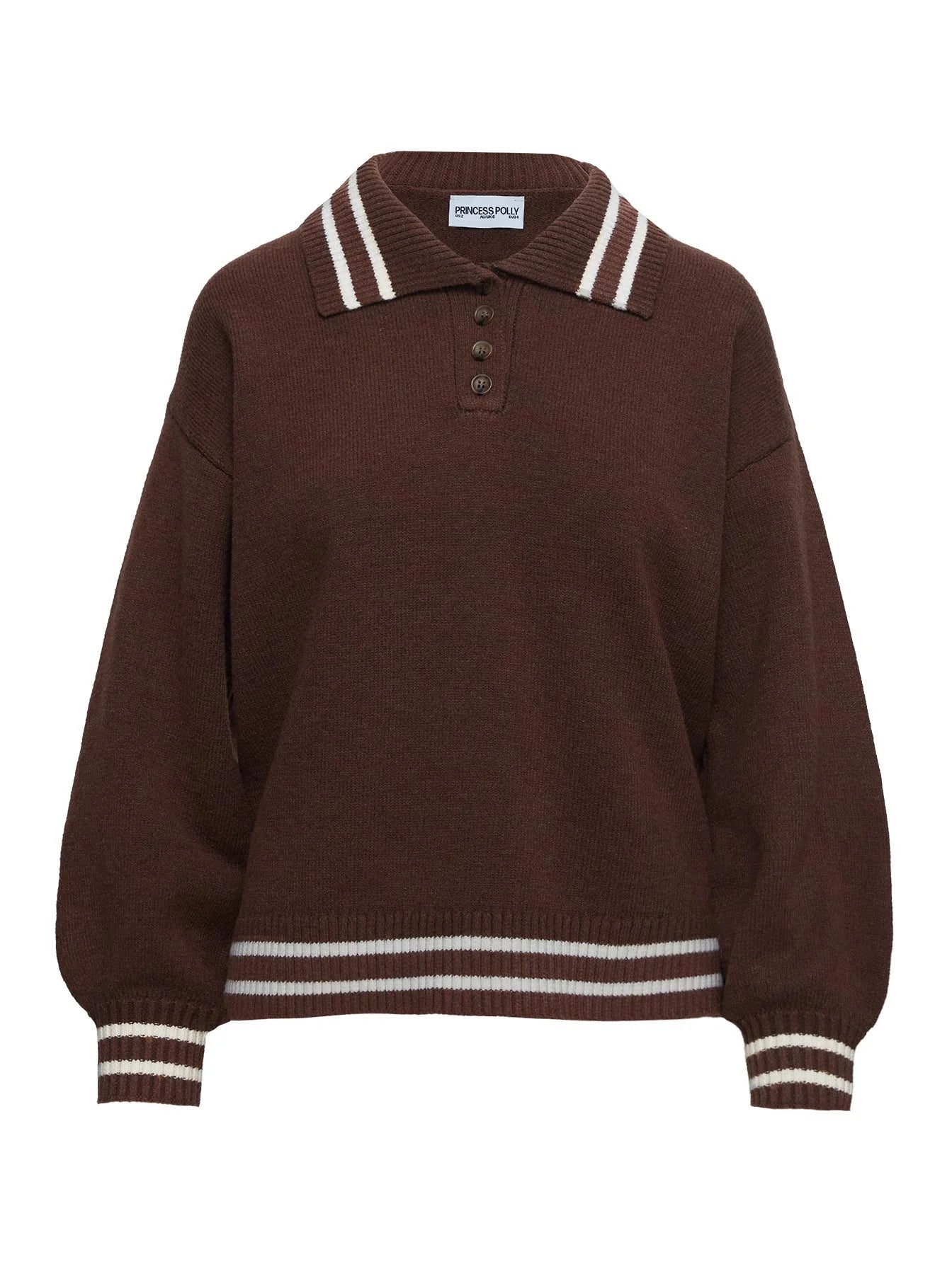 Square One Collared Jumper Brown Cream